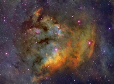 Sharpless 171 emission nebula and Berkeley 59 open cluster in Cepheus